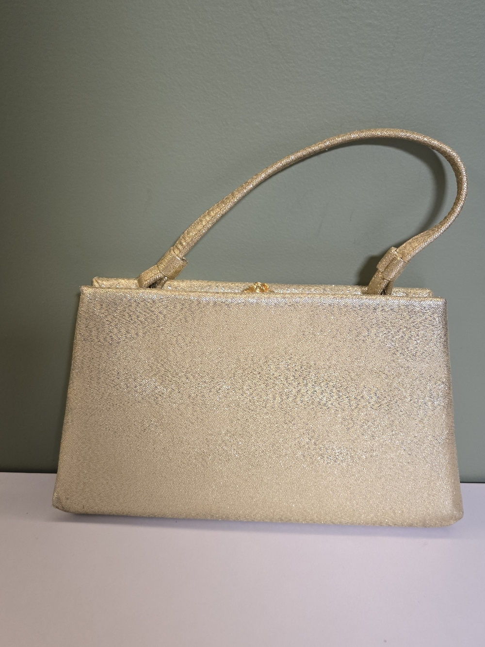 Vintage 1950s/1960s After Five Metallic Gold Evening Bag with Rose Clasp & Match